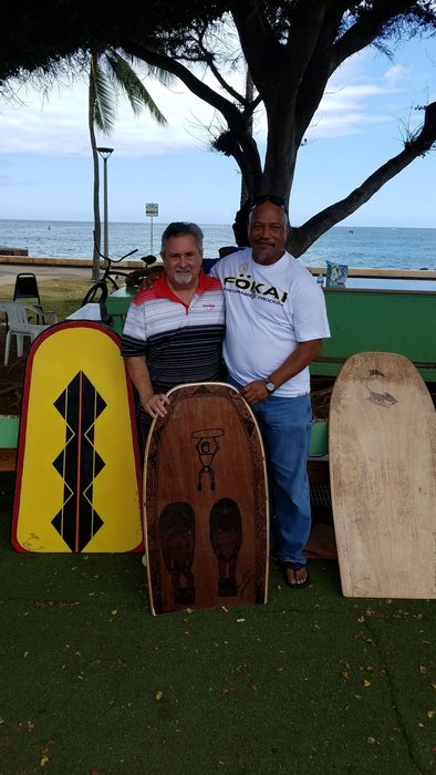 Retired Honolulu Fire Department Capt. Richard Soo with his NEW Papa Paepo'o board.